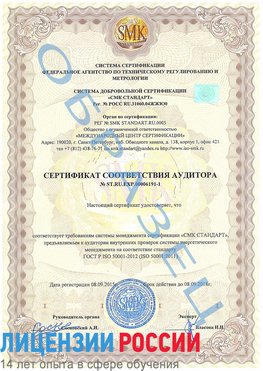 Образец сертификата соответствия аудитора №ST.RU.EXP.00006191-1 Пыть-ях Сертификат ISO 50001